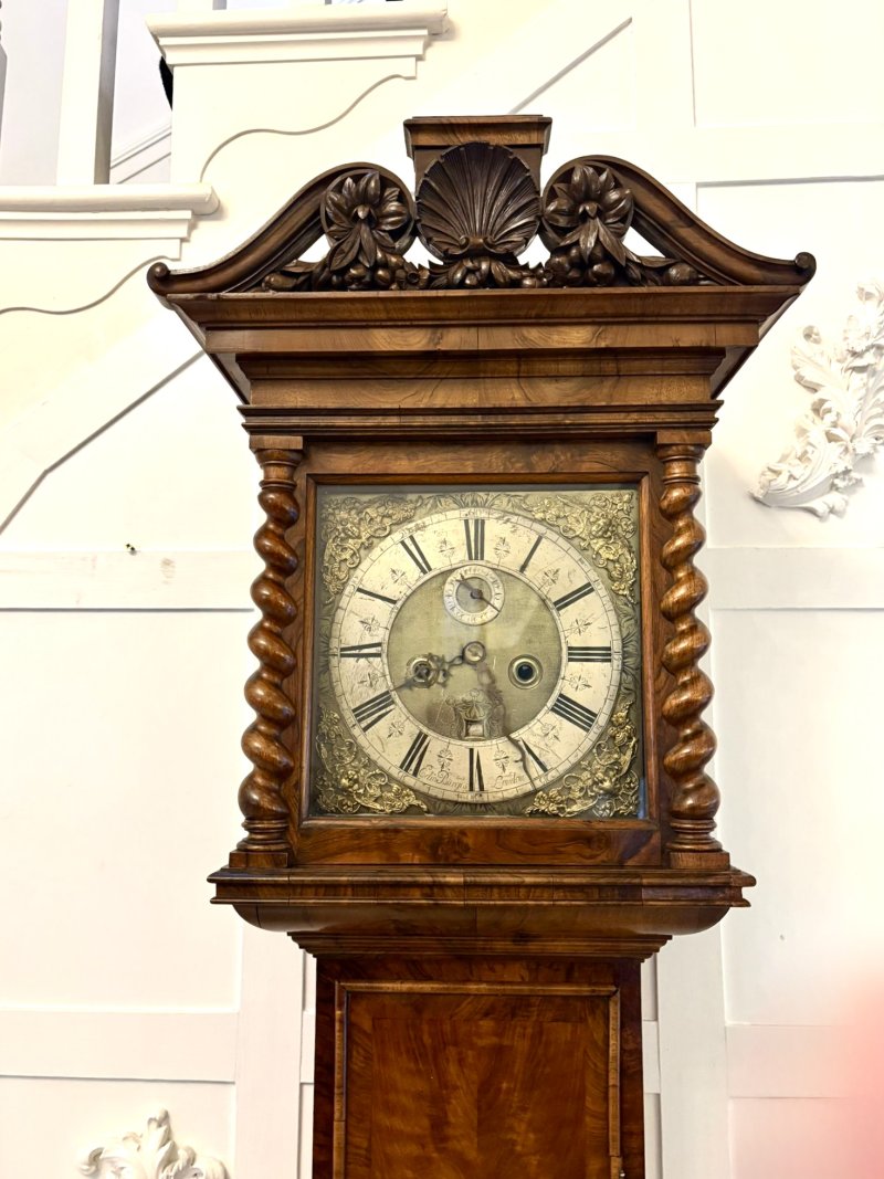 Antique 17th Century English Burr Walnut Longcase Clock by Edin Burgis of London - Image 3